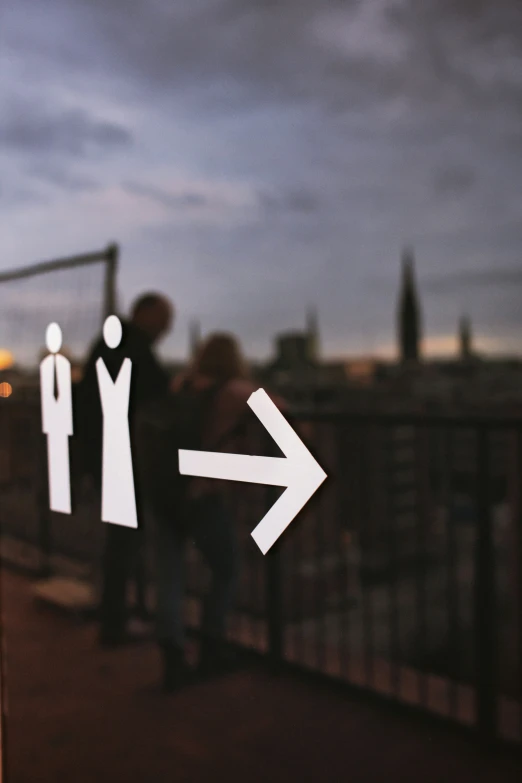 close up of street signs showing direction for people