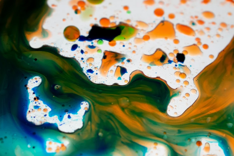 an oil painting with colorful colors and lots of bubbles