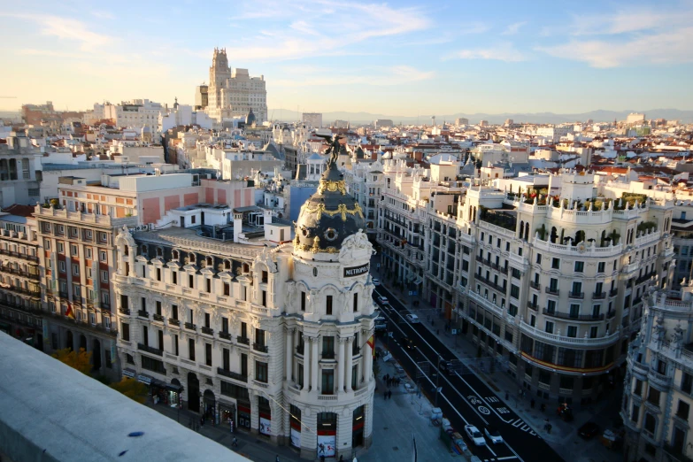 aerial view of a european city in a sunny day