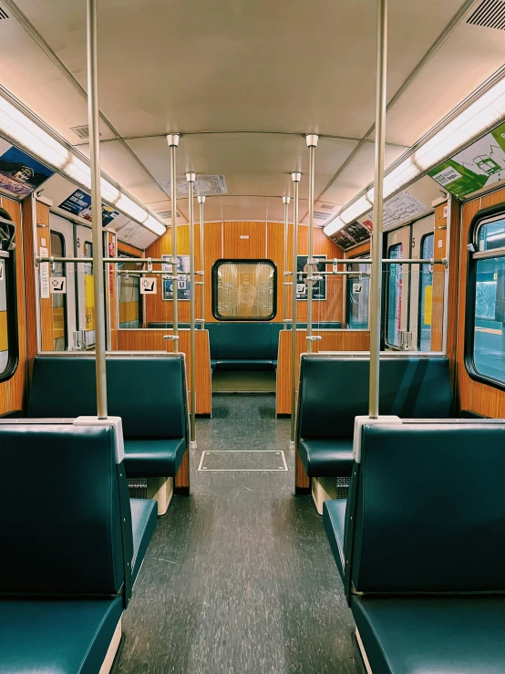 a train car is shown with wood paneling