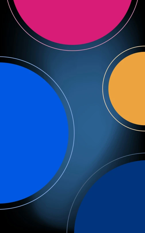 the color is circles which appear to be a combination blue, orange, and pink