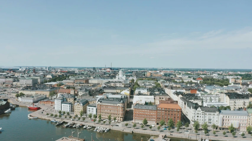 a city with water and lots of buildings