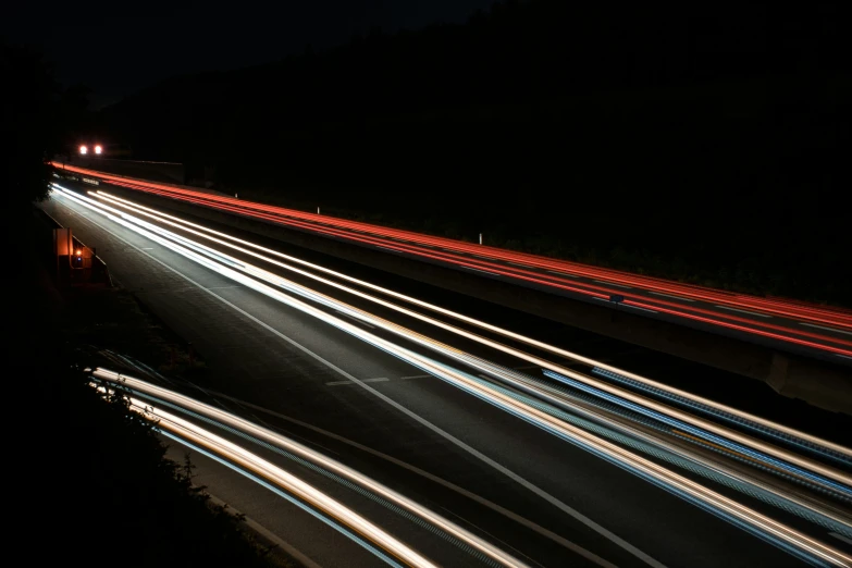 a long exposure of a traffic light at night