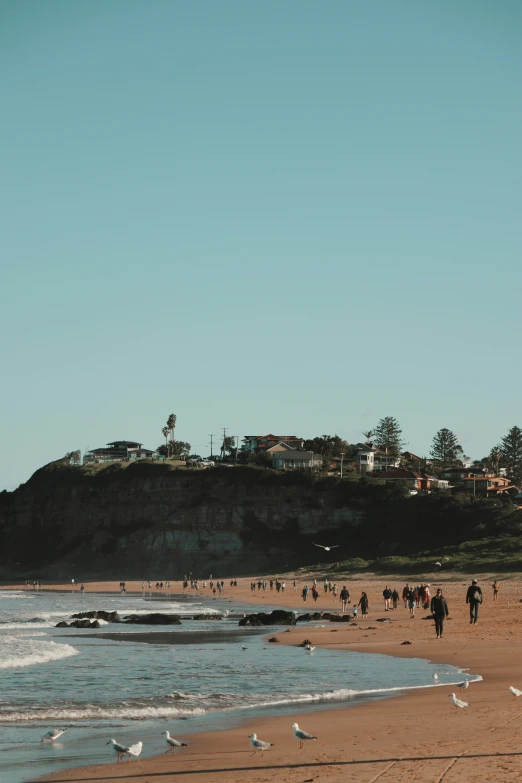 people on the beach and one person walking