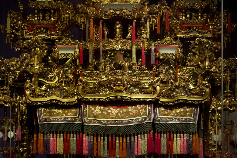 ornate display with elaborate wooden decoration in building