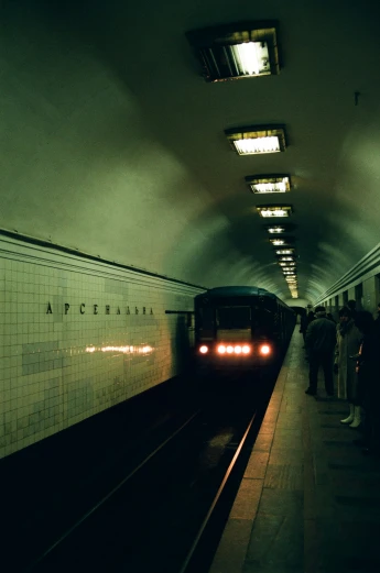 a subway train passing by in the night