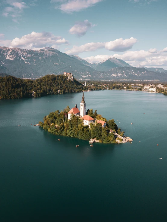 a small island in the middle of lake ora