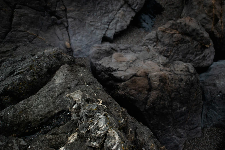 a picture of rocks with moss and dirt growing on them