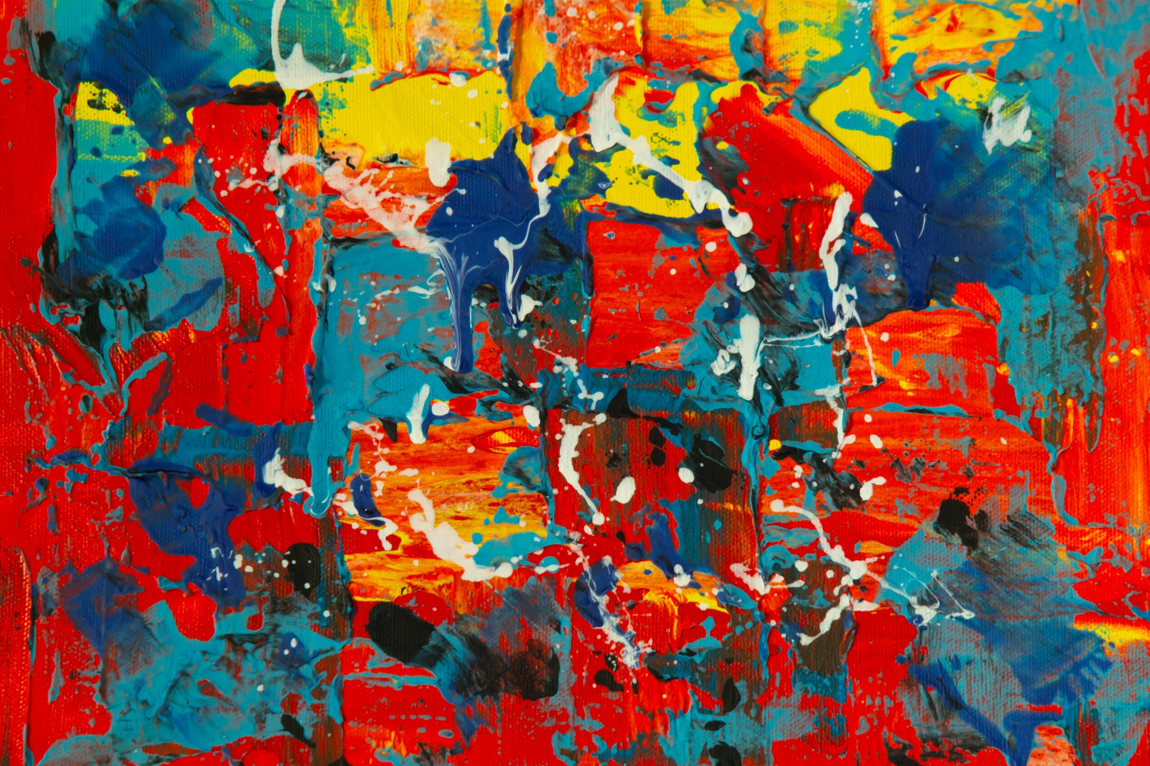 abstract painting, red blue and yellow colors