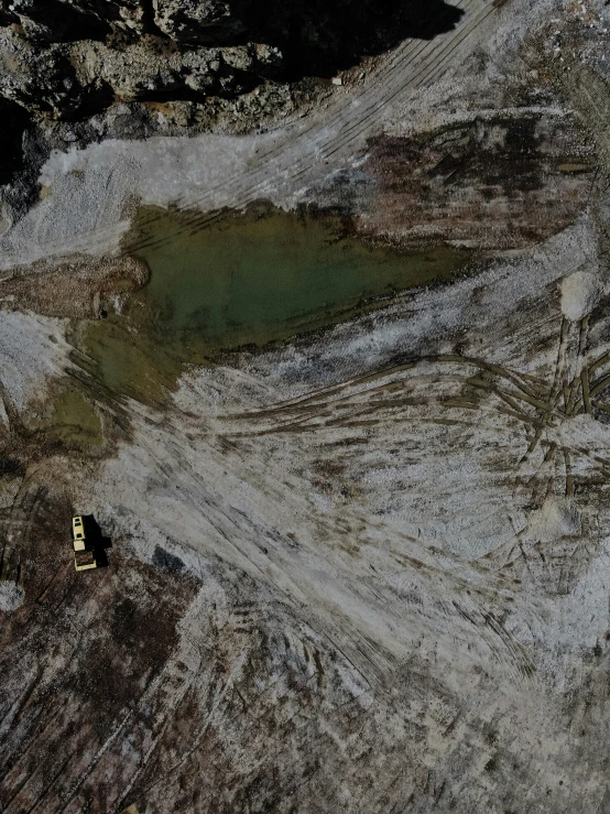 an aerial view of a patch of barren terrain