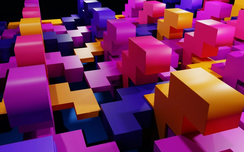 an abstract image of colored cubes with lines