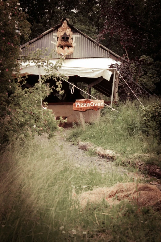 a car sits on the side of a road by the woods