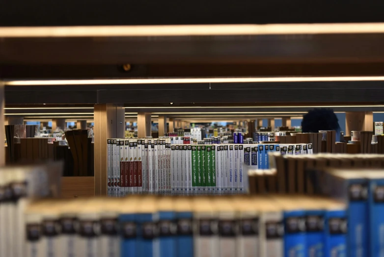 the back side of a row of books with rows of them