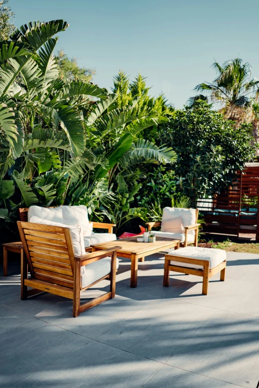 the lounge chair has several chairs and a coffee table