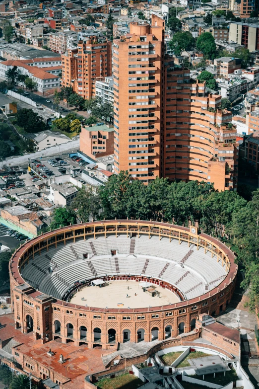 an aerial view of a large building