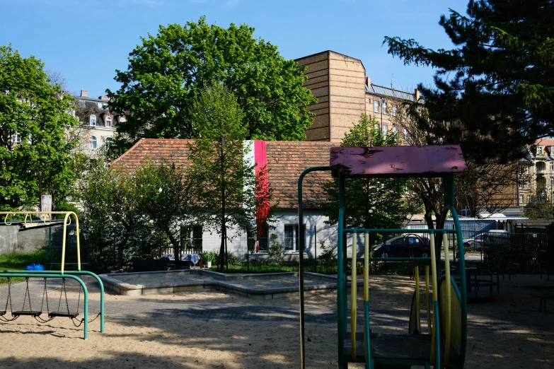 a playground has been set up in the sun