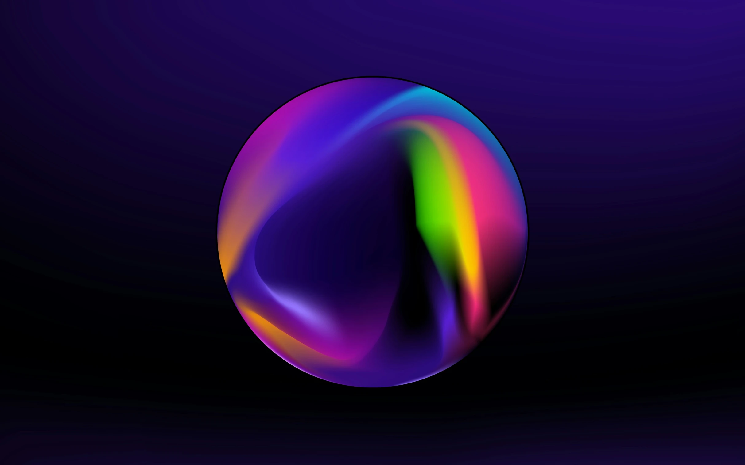 a rainbow sphere with dark background
