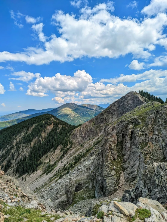 a po looking over the top of a mountain