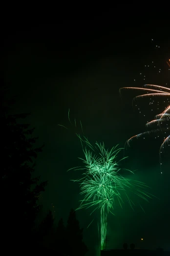 a view of a bright firework in the dark night sky
