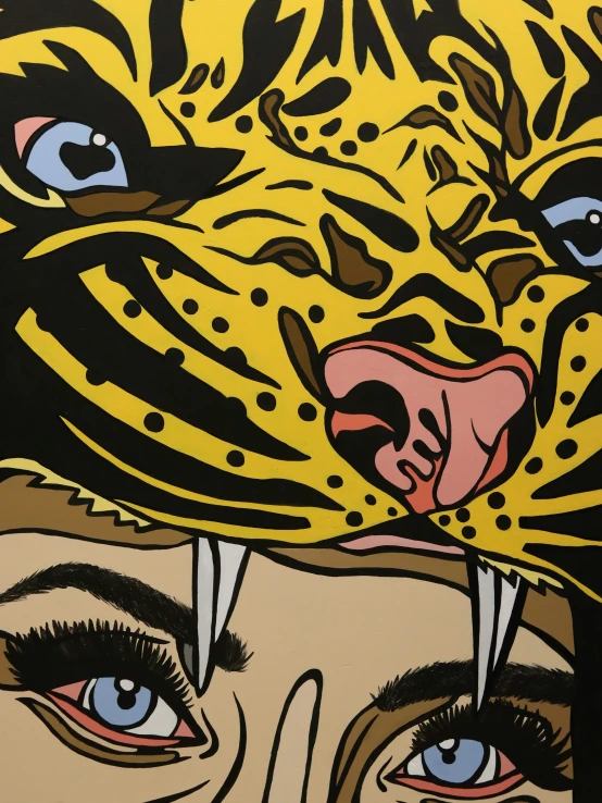 the painting is of a woman with leopard's head