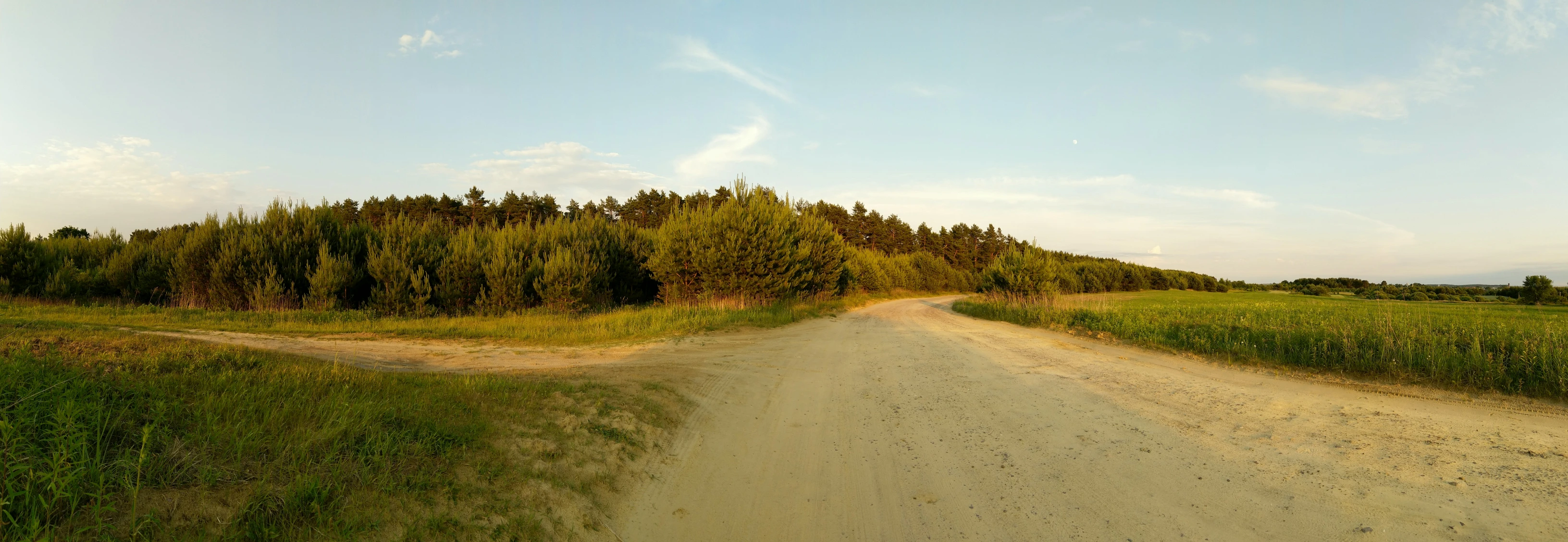 the view of a road that is surrounded by trees