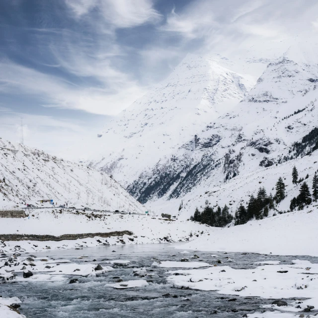 a mountain with some snow on top