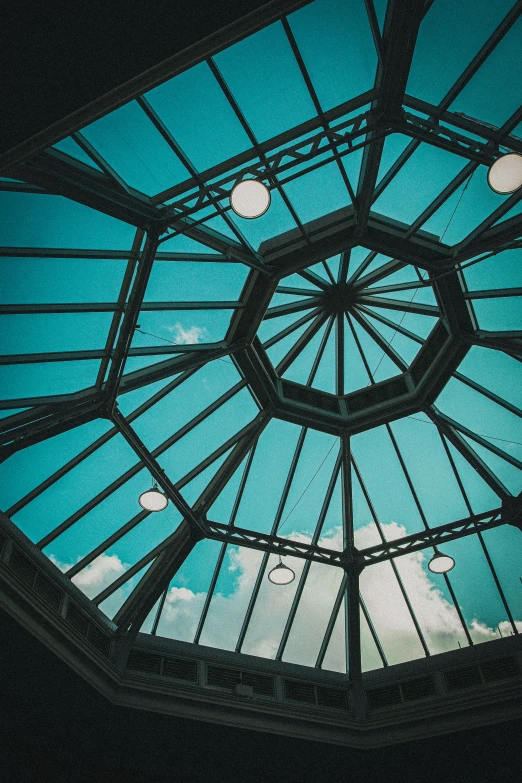 an empty dome with a glass ceiling