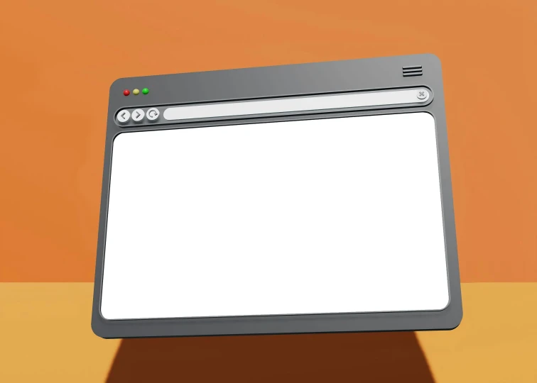 a computer monitor with two white ons on it