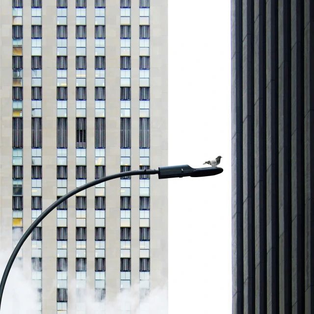 a city street with a tall building in the background