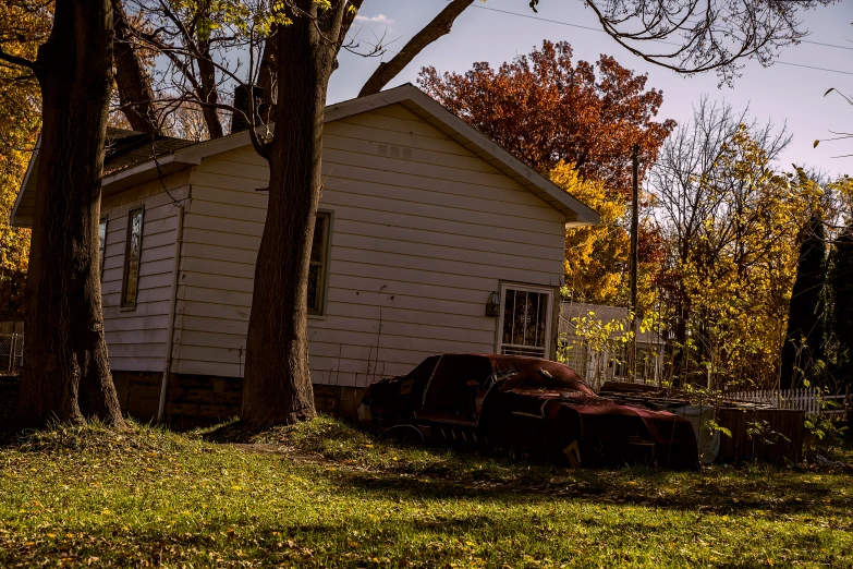 there is a house with many bags in front of it