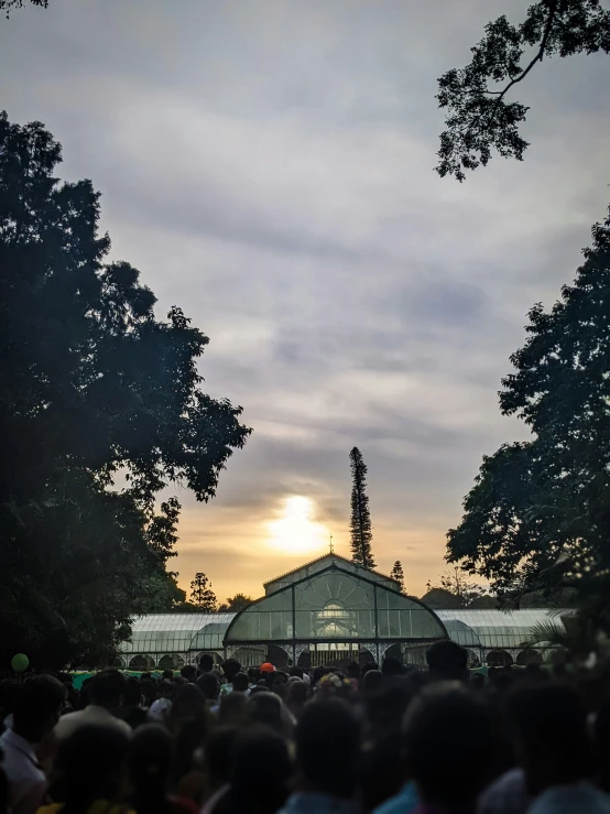 a view from the stage at a concert with lots of trees