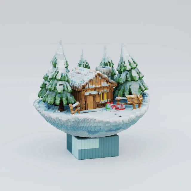 this is a christmas scene on a miniature fake house