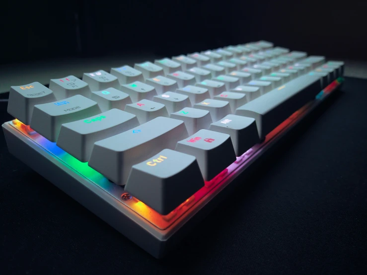 a keyboard with a rainbow led light up