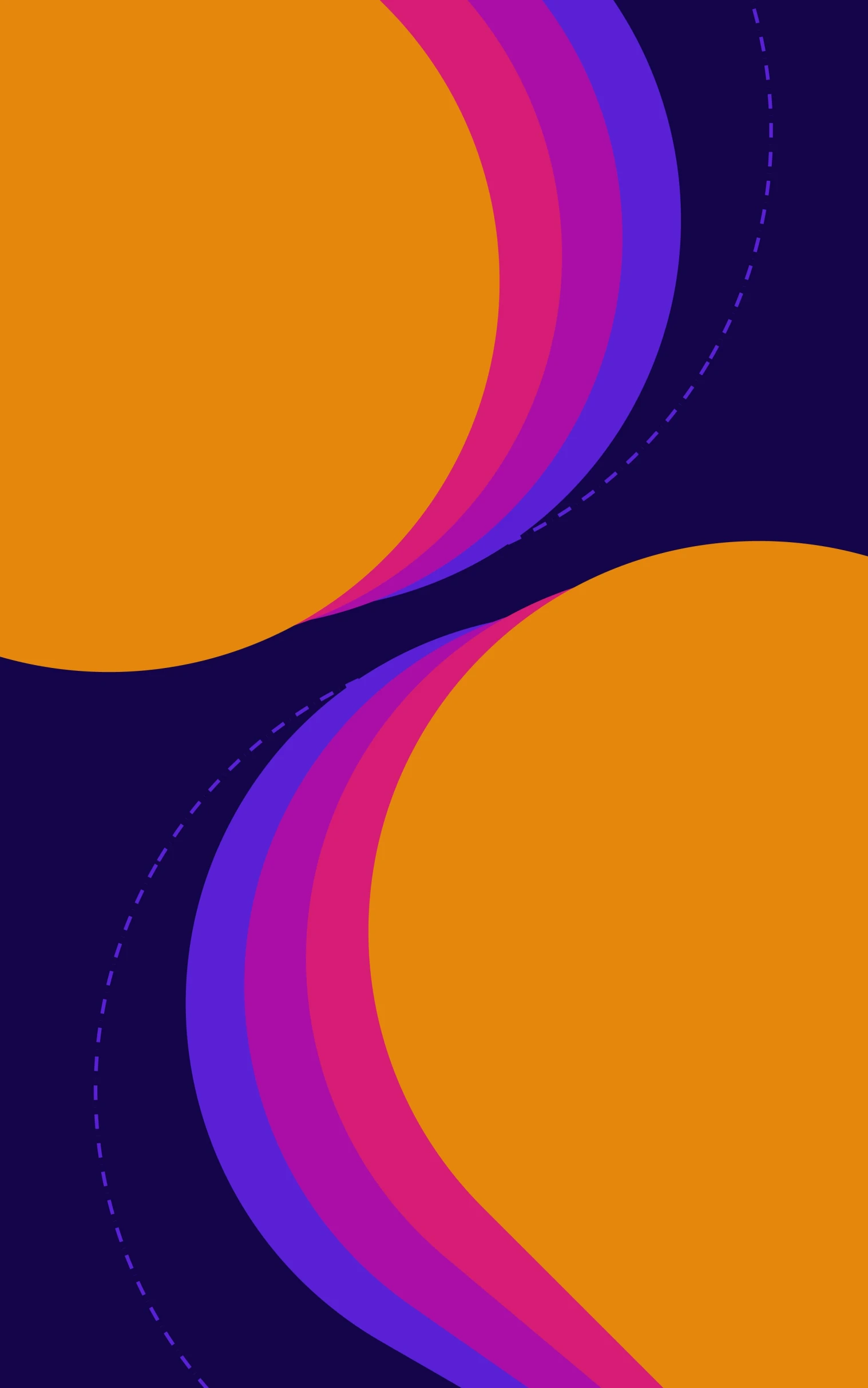 orange and pink swirls against purple background