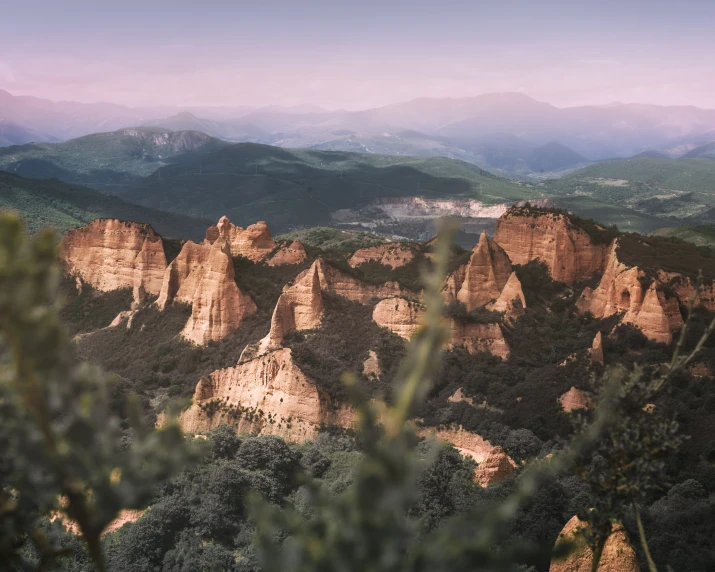 some mountain landscape with many hills in the background