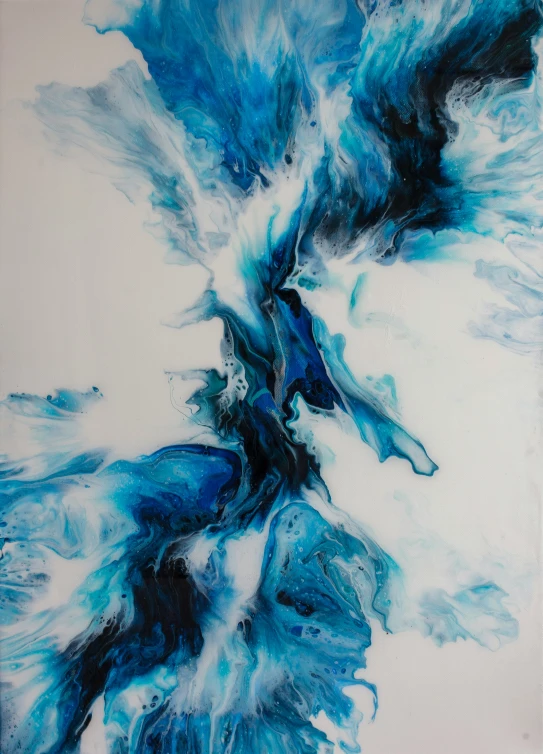 an abstract painting that is being shown in blue and white