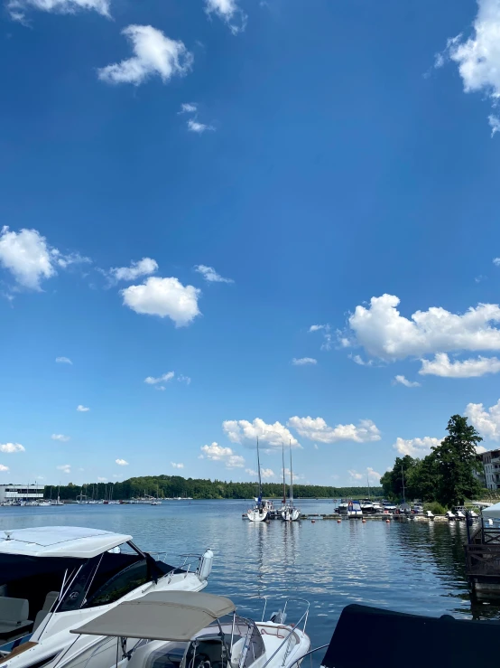 a po taken from the dock of boats on the water