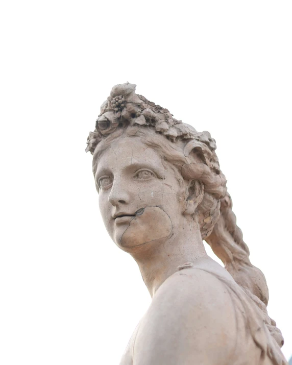 statue of a young woman with her ids up