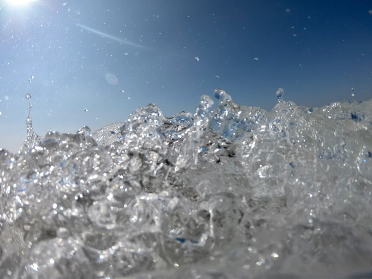 some clear water is seen on this sunny day