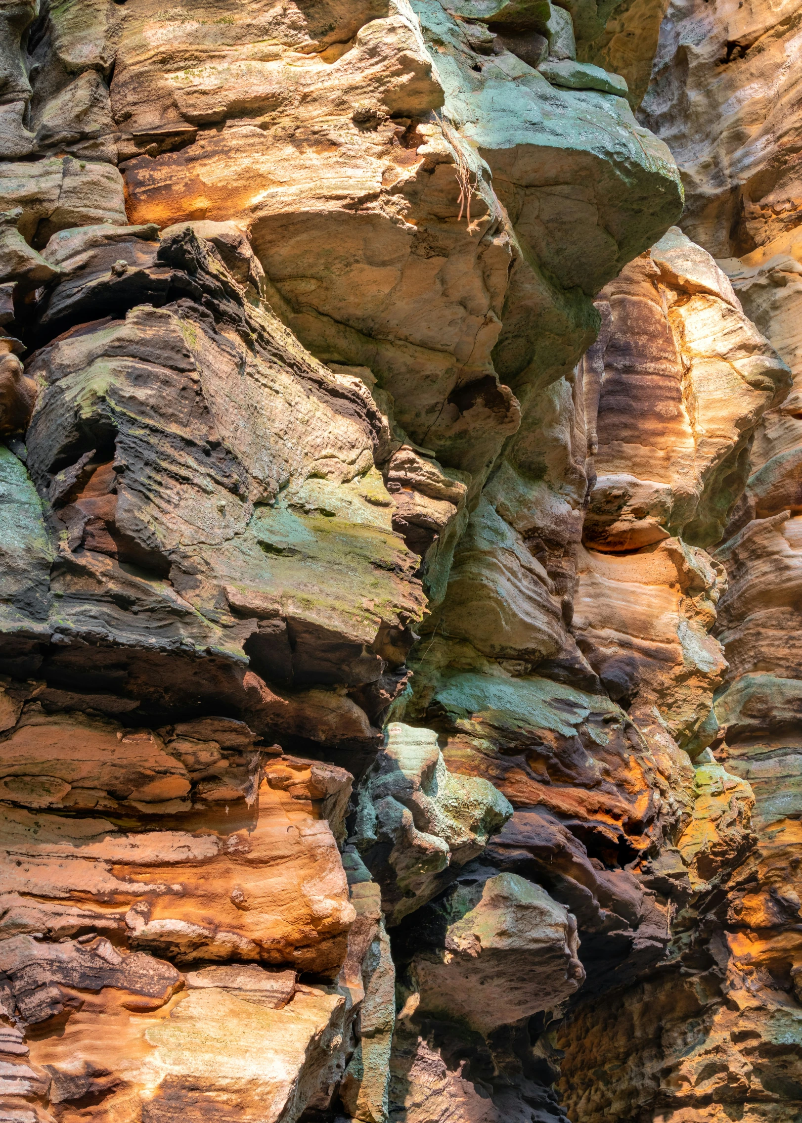 many rocks are covered with bright light