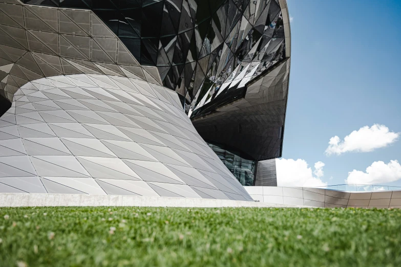 modern building against the blue sky and clouds