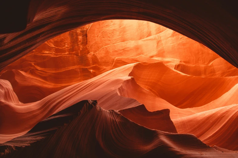 the inside of an arch in a canyon