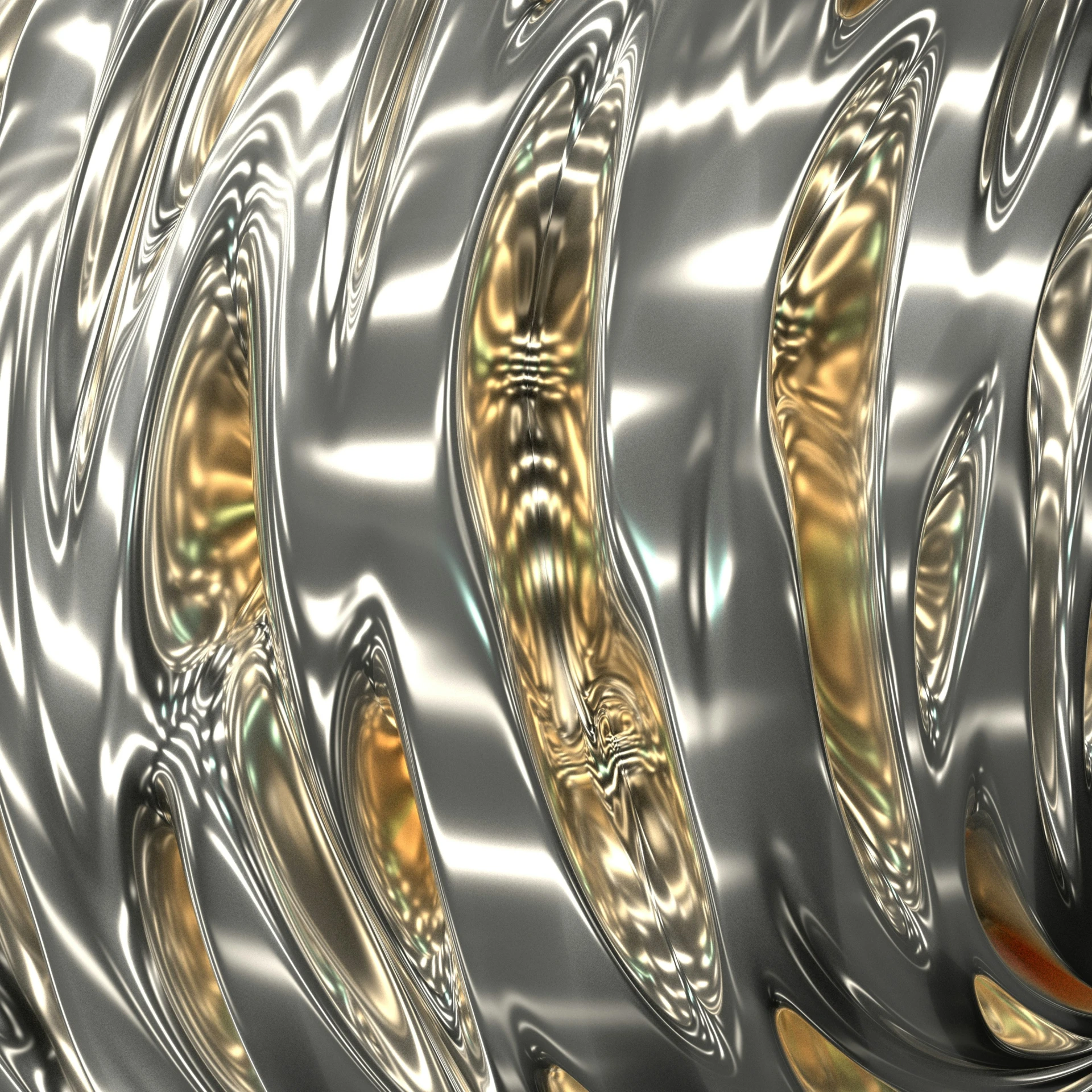 shiny metal material is pictured with a background