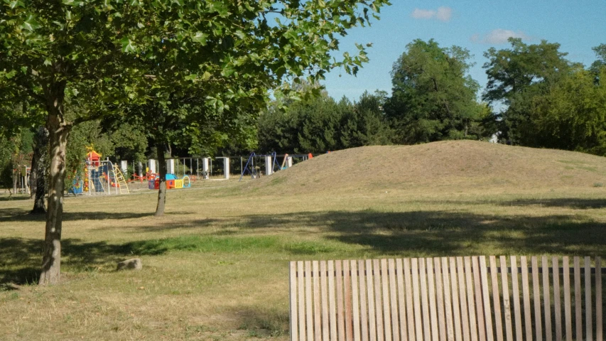 there is a hill that has colorful signs on it