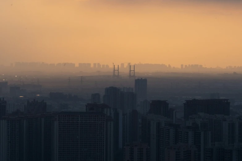 fog fills the city skyline in this pograph