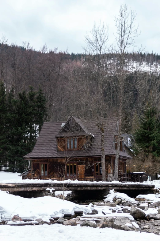 the house has a dock in front of it