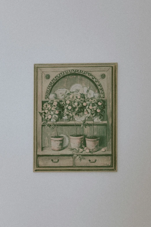a wall hanging on the side of a wall with flowers