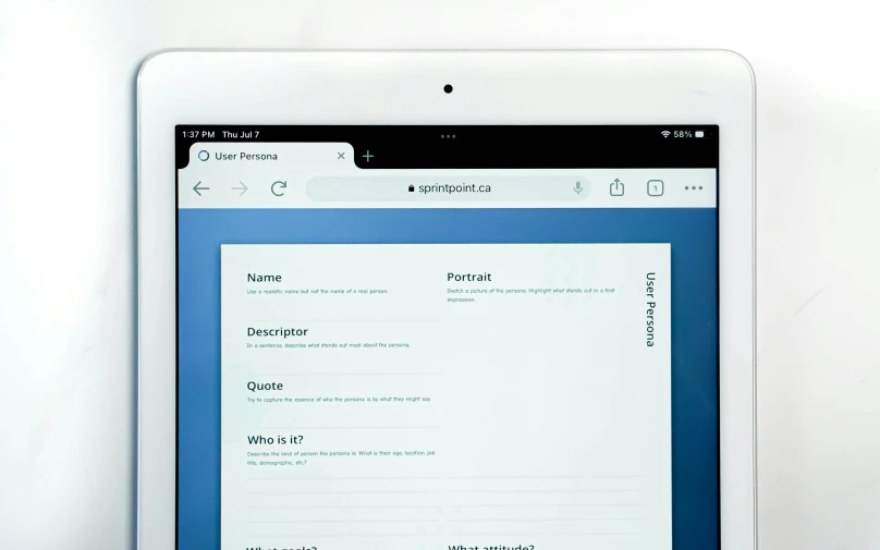 an app on a tablet displays data in a file