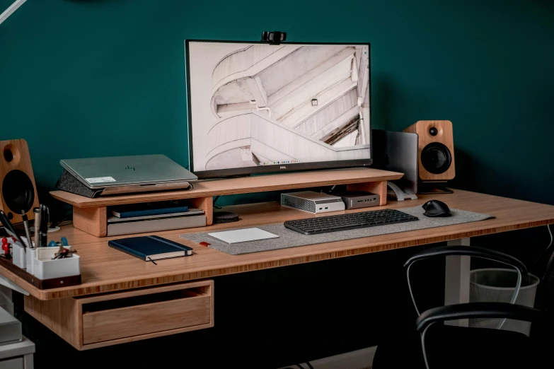 an image of a monitor set up on a desk