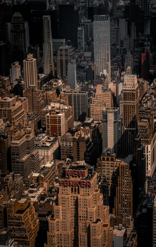 an aerial view of a city with lots of tall buildings